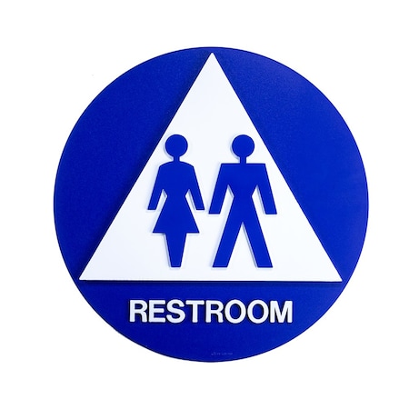 Bcf 12 x 12, Unisex Door Sign, Circular With Triangle Print, Picture & Text, Blue SBH12U-BLUE